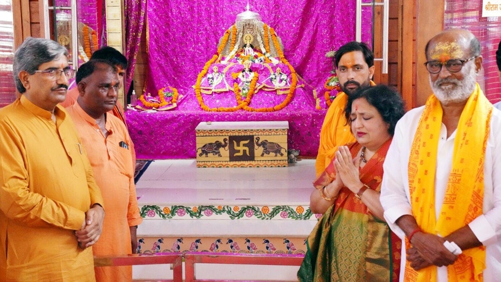 Rajinikanth visits Ram Janmabhoomi, Hanuman Garhi in Ayodhya with wife Latha after meeting Akhilesh Yadav in Lucknow